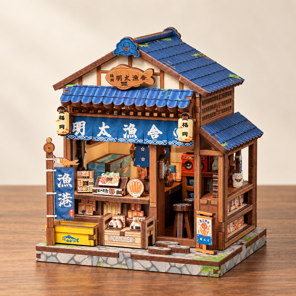 La Poissonnerie de Fukuoka miniature sur fond crème
