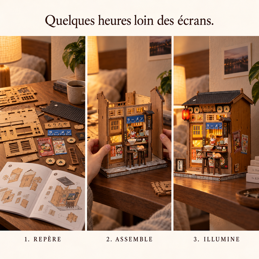 Étapes de montage de L’Échoppe Morita